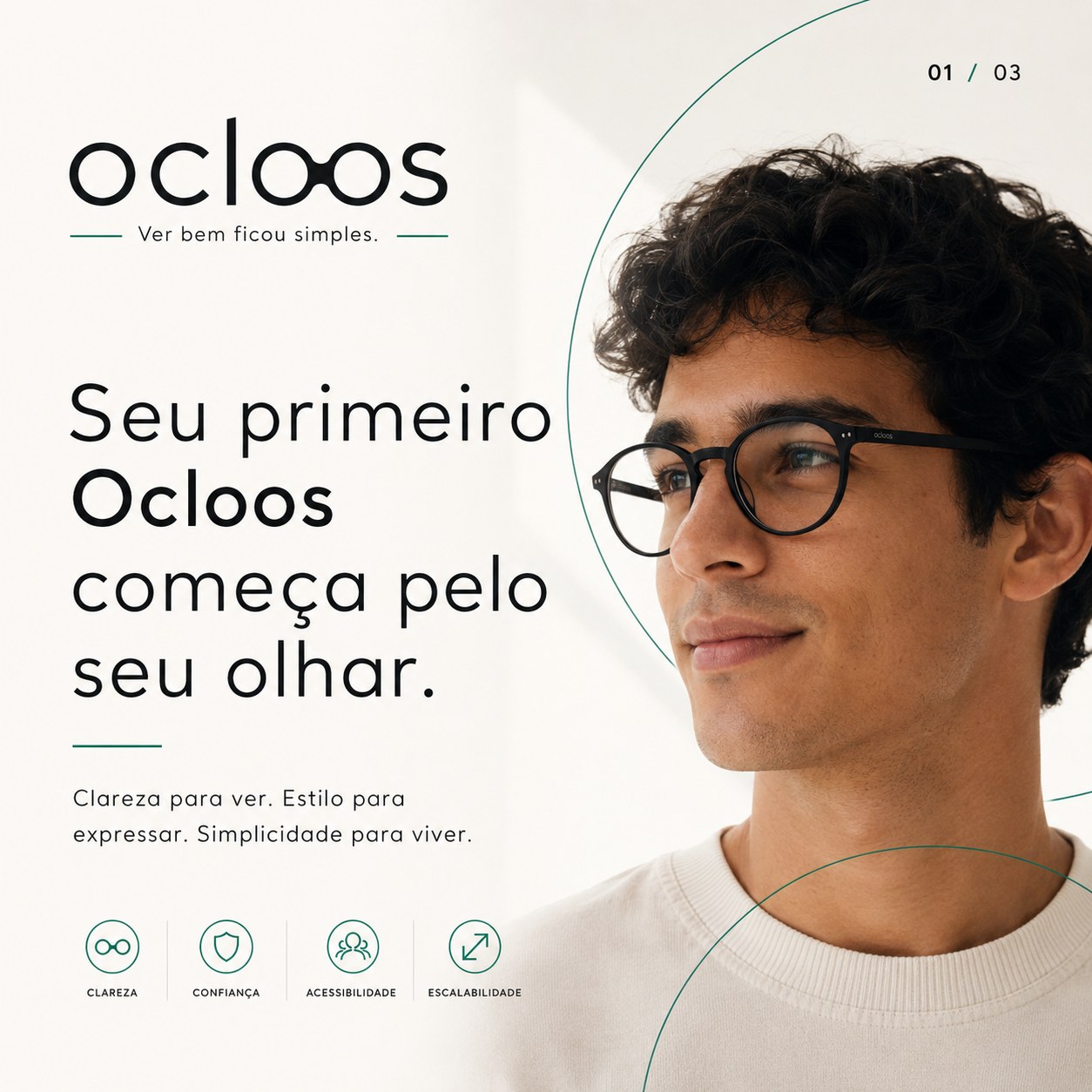 Cliente usando óculos Ocloos